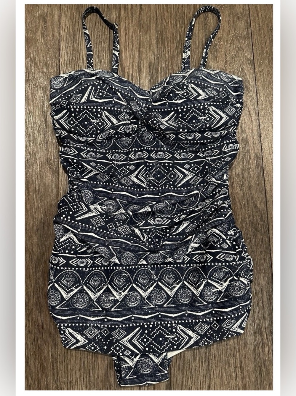 Shore Shapes Slimming Skirted Sheath Swim Suit Ruching Modest